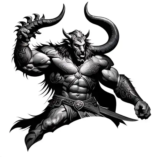 spartan warrior minotaur tattoo design idea