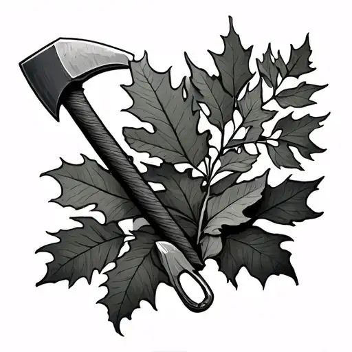 Sassafras and hatchet tattoo design idea