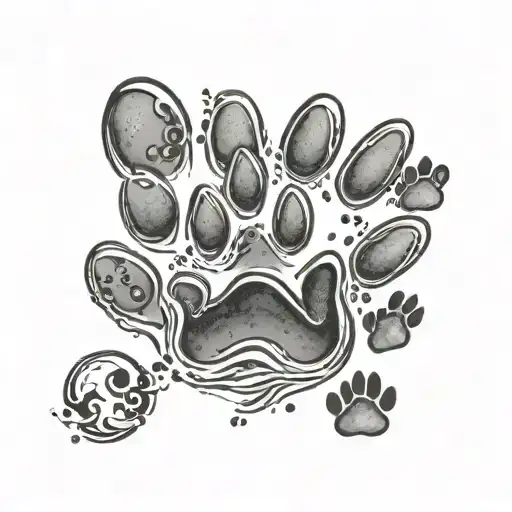 moon fading light into dog paw print tattoo design idea