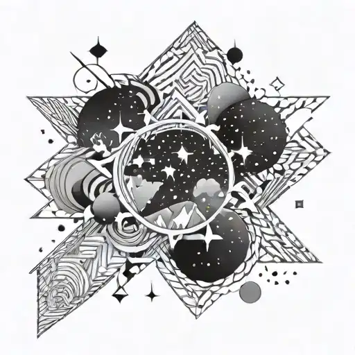 morning sky filled with stars filled geometric pattern resembling tattoo design idea