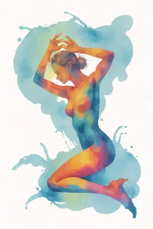 girl on a stripper silhouette dancing tattoo design idea
