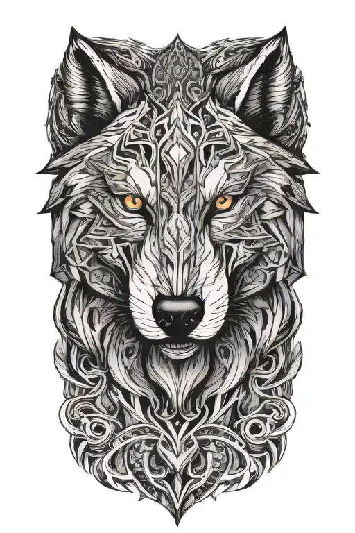 two wolf's head tattoo design idea
