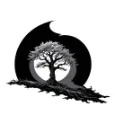 hald dead half alive tree tattoo design idea