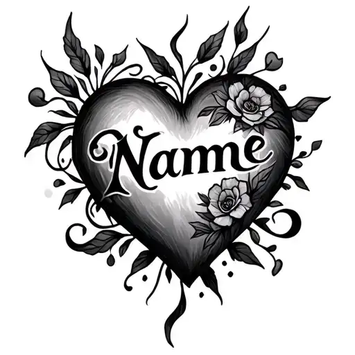 Name Inside A Heart tattoo design idea