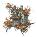 abandoned houses tattoo design idea