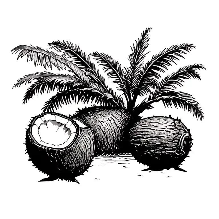 Coconut tree trunk tattoo design idea