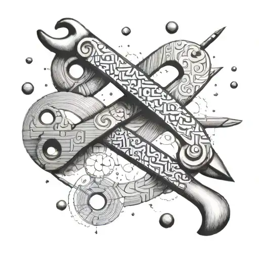 Woodworking tools forming an infinity symbol tattoo design idea