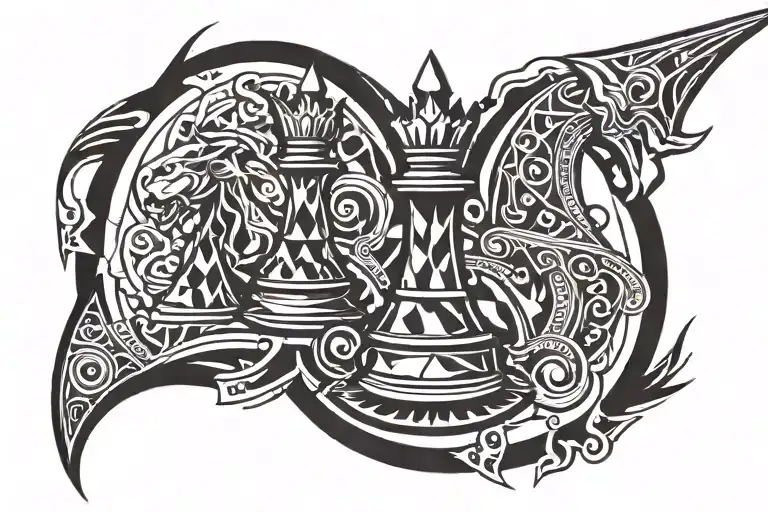 king chess piece inside triangle tattoo design idea