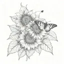 Sunflower with ladybug and Butterfly  tattoo design idea