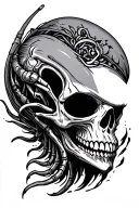 skull and alien tattoo design idea