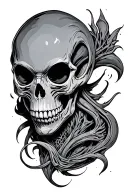 skull and alien tattoo design idea