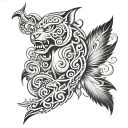 A right arm piece, using Haida art, see the names, Benson, Jordan and Alex tattoo design idea