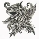 A right arm piece, using Haida art, see the names, Benson, Jordan and Alex tattoo design idea