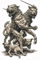 Hercules fighting Cerberus tattoo design idea