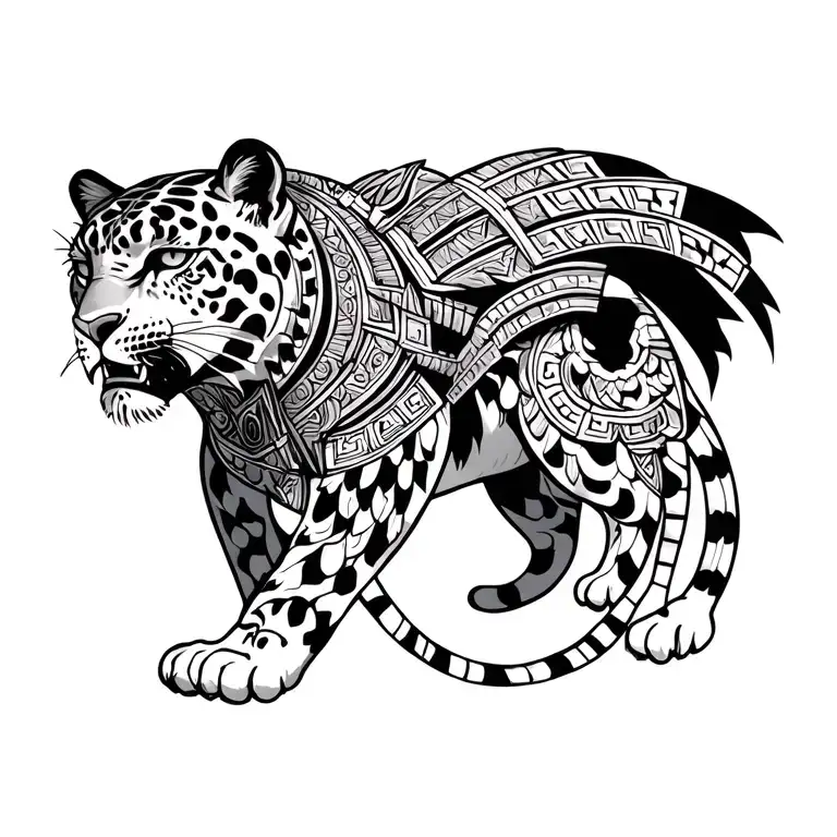 mayan jaguar warrior tattoo design idea