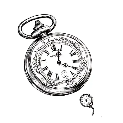 a small pocket watch broken and healed tattoo design idea