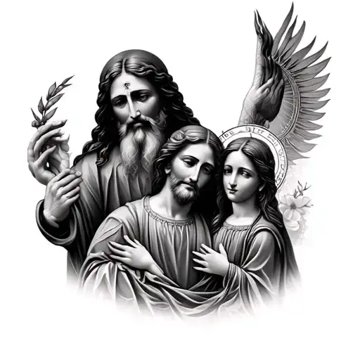 family god religious forearm tattoo design idea