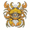 upside down crab with dagger piercing it from above tattoo design idea