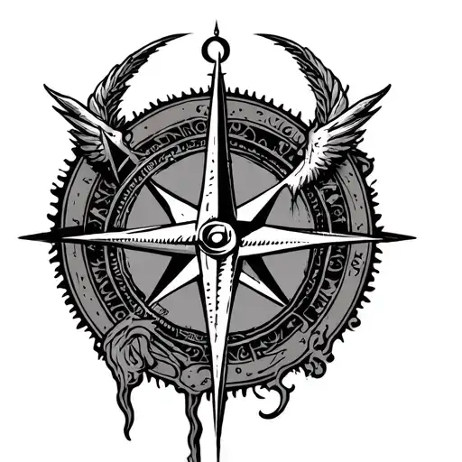 last tear of lucifer with compass surrounded tattoo design idea