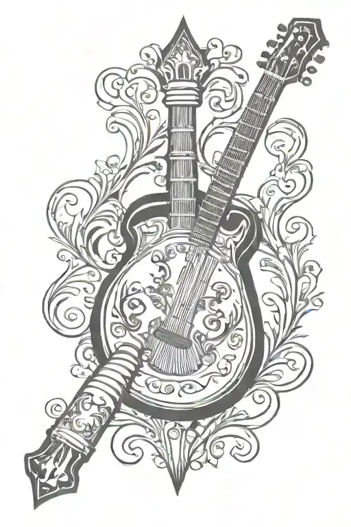 Ace of Spades for Ace, Vintage Banjo for Banjo, Whisky Bottle for Whisky. tattoo design idea
