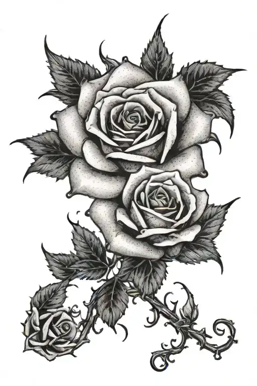 rose and thorns intertwined representing the beautiful in pain and trama with for upper sleeve tattoo design idea