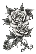 rose and thorns intertwined representing the beautiful in pain and trama with for upper sleeve tattoo design idea