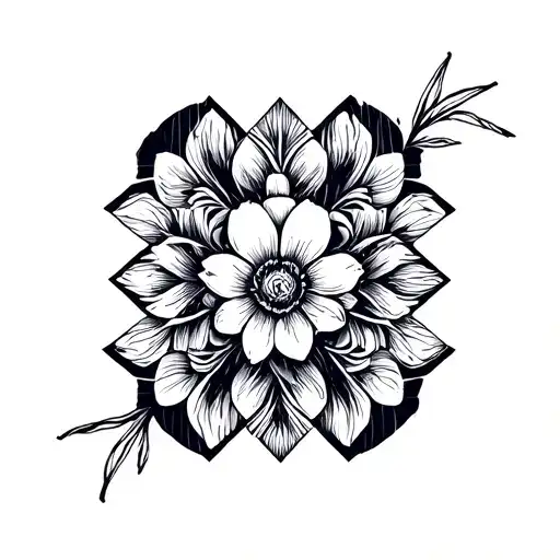 Floral with bones tattoo design idea