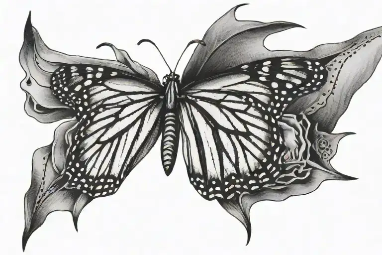monarch butterfly wings tattoo design idea