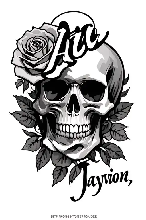 "Aria,Jayvion" Skull and roses tattoo design idea