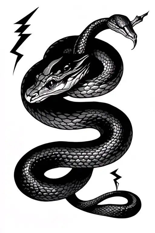 Gap Filler Tattoo around a snake and connecting it to lightning  tattoo design idea