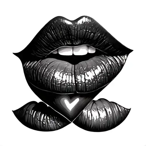 lips and heart tattoo design idea