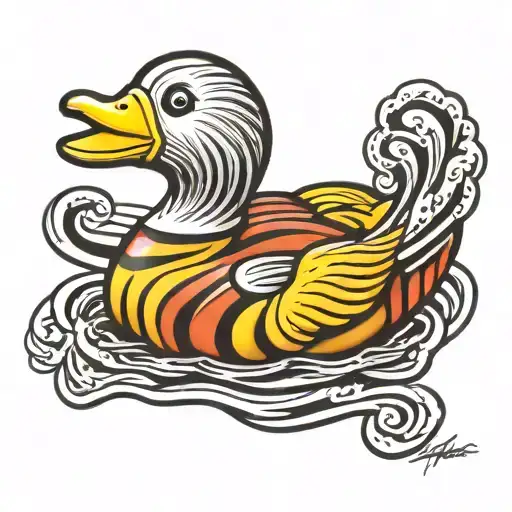 van halen striped rubber duck tattoo design idea
