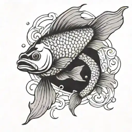 fish swimming gracefully memorial for grandmother  tattoo design idea
