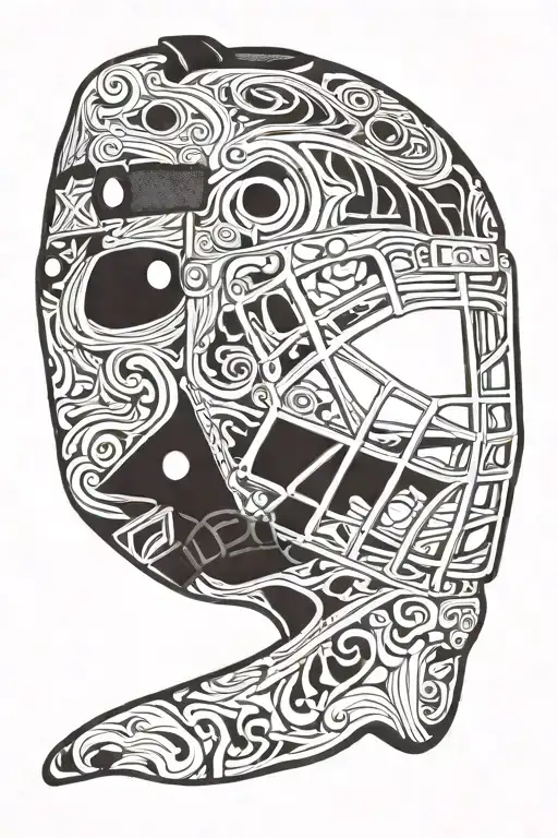 ice hockey goalie mask tattoo design idea