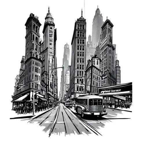 sleeve with following things: New York and the streets W 57 St and broadway, the words “what an experience tattoo design idea