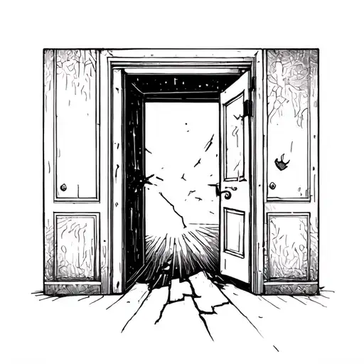 inside a dark room the door cracks open allowing light in tattoo design idea