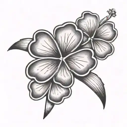 Five leaf clover black tattoo design idea