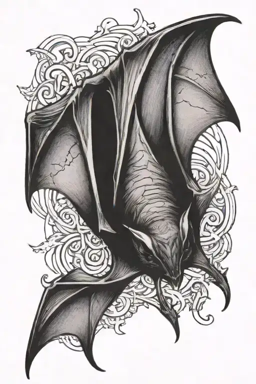 bat hanging upside down tattoo design idea