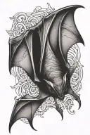 bat hanging upside down tattoo design idea