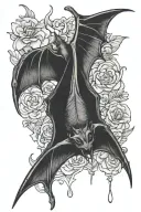 bat hanging upside down tattoo design idea