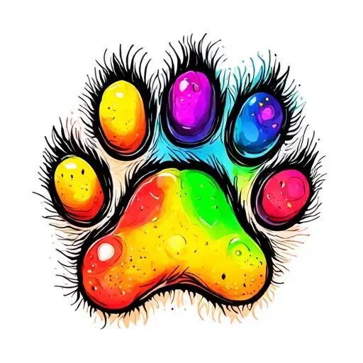 cat paw print outline with freckles and different color toes  tattoo design idea