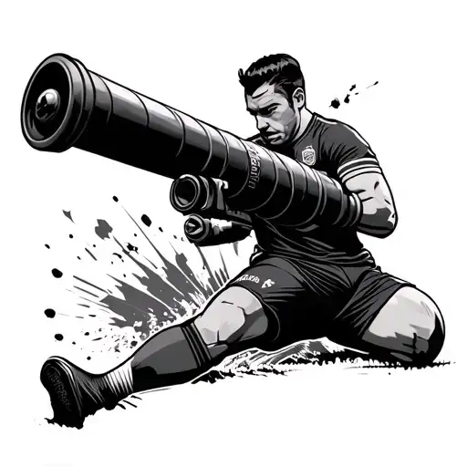 gunners cannon shooting out a soccer tattoo design idea