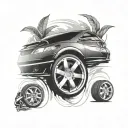 Honda Civic with Volkswagen rims tattoo design idea