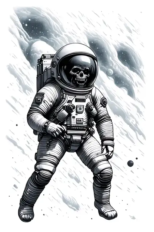 lovecraft horror astronaut floating in space tattoo design idea