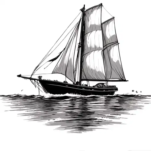 bayfield 25 sailboat sailing towards tattoo design idea
