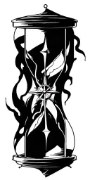 hourglass with compass, virgo star sign, rose's a bit of darkness and lightning  tattoo design idea