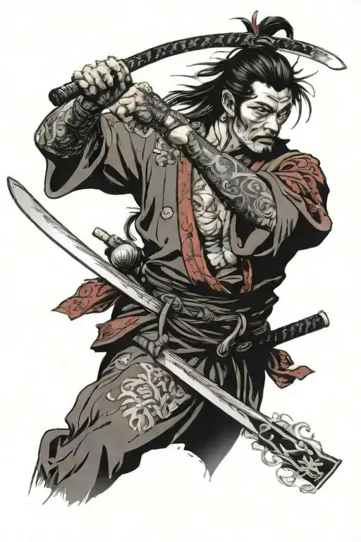 warrior wielding a sword tattoo design idea