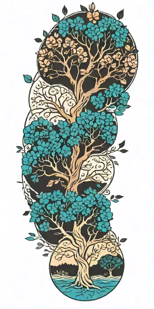 A family tree tattoo with each branch representing a different member of your family, showcasing unity despite brokenness tattoo design idea