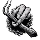 pitchfork with middle finger tattoo design idea
