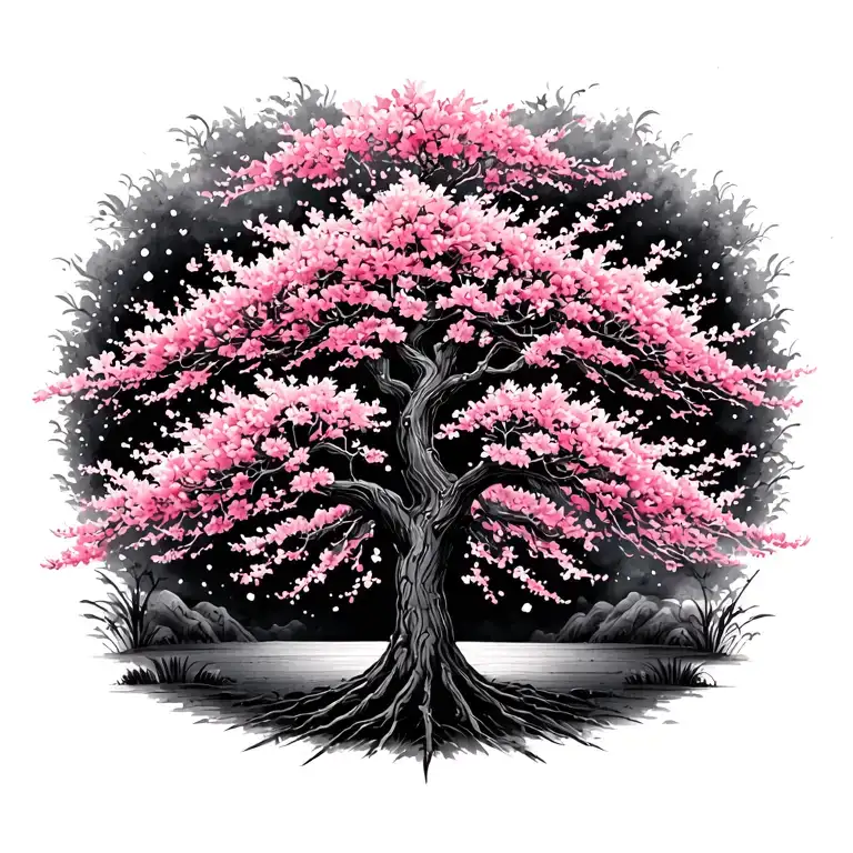 japanise cherry blossom tree tattoo design idea